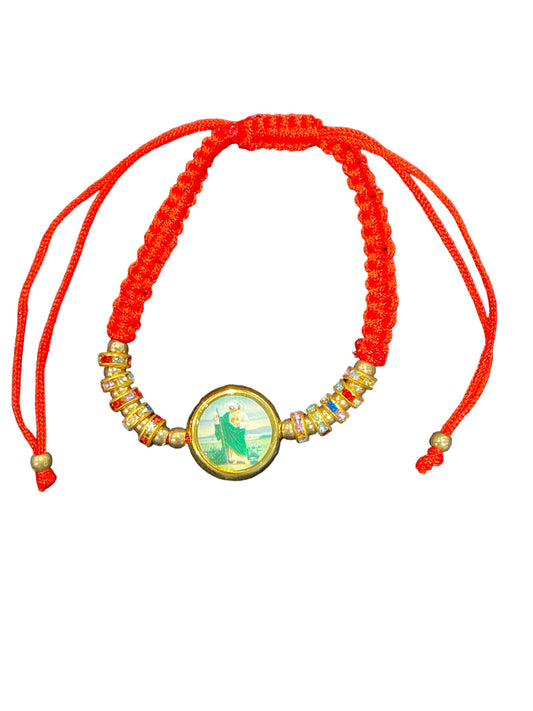 BRACELET: ST. JUDE THADDEUS -RED/GOLD THREADED