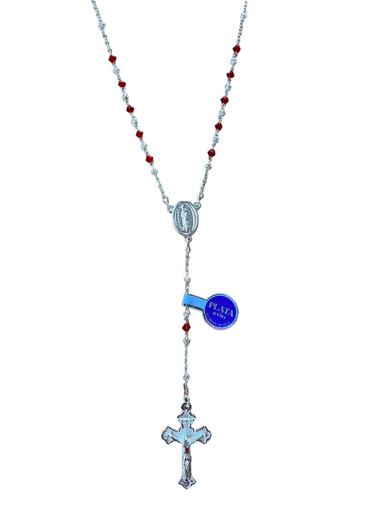 AB CRYSTAL ROSARY W/ CLASP - SCARLET