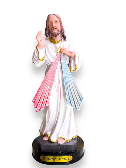 8" DIVINE MERCY STATUE ON WOODEN BASE