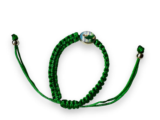 CHILDREN BRACELET: ST. JUDE GREEN THREADED COLOR IMAGE