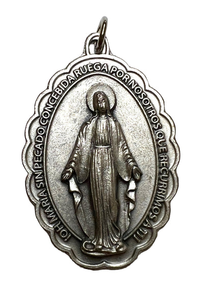 OXIDIZED ITALIAN MEDAL: MIRACULOUS MEDAL LARGE