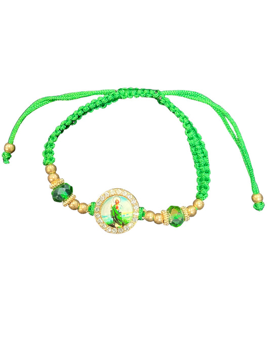 BRACELET: ST. JUDE THADDEUS -GREEN/CRYSTAL THREADED