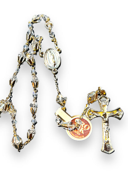 TEARDROP AB CRYSTAL ROSARY - GOLD