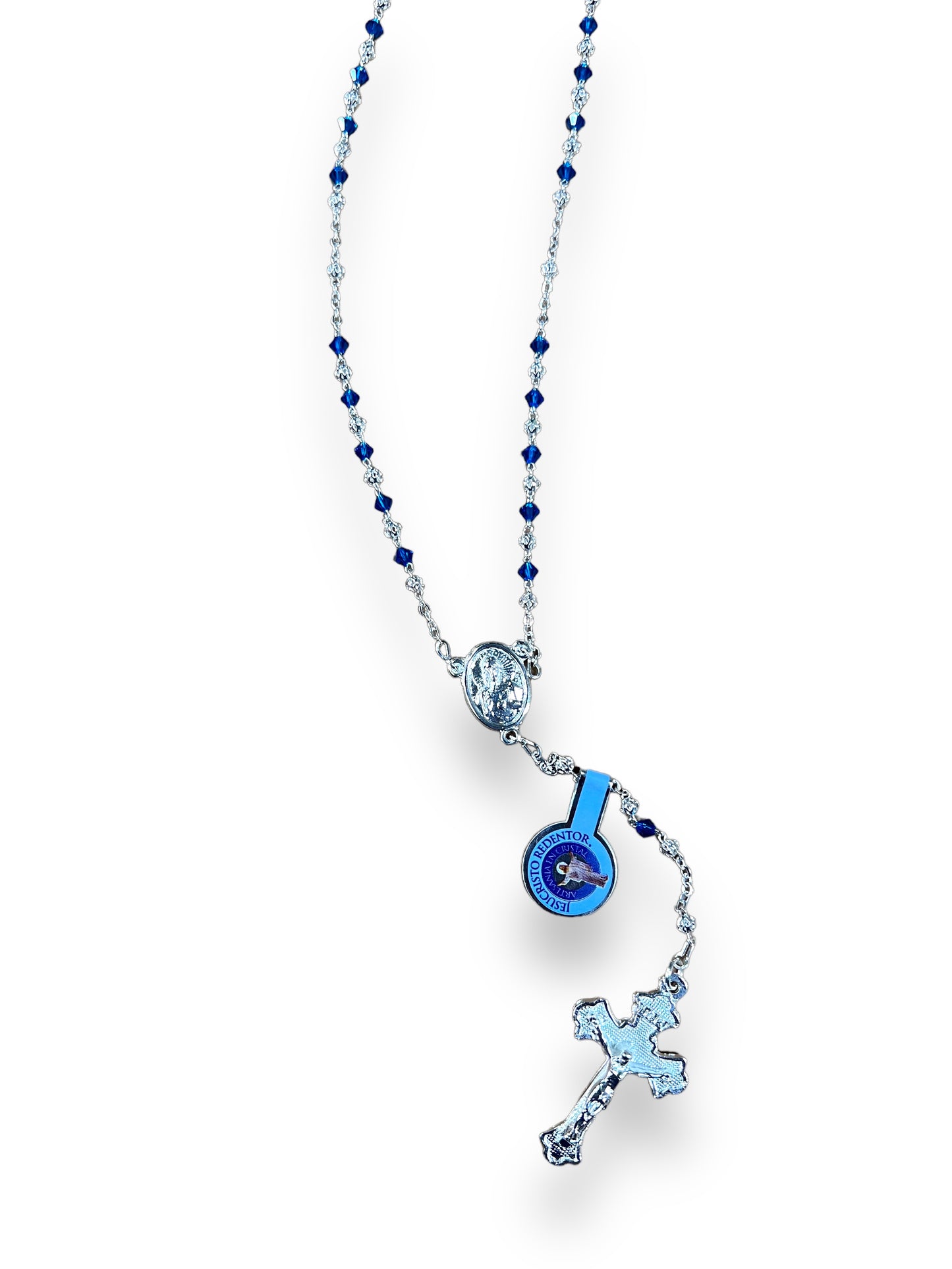 AB CRYSTAL ROSARY W/ CLASP INDIGO BLUE