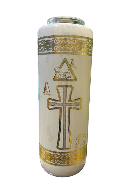 6-DAY GLASS CANDLE: PASCHAL CANDLE IMAGE (CIRIO)