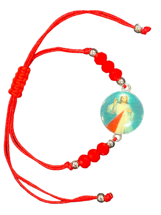 BRACELET: DIVINE MERCY -RED THREAD & COLOR MEDAL