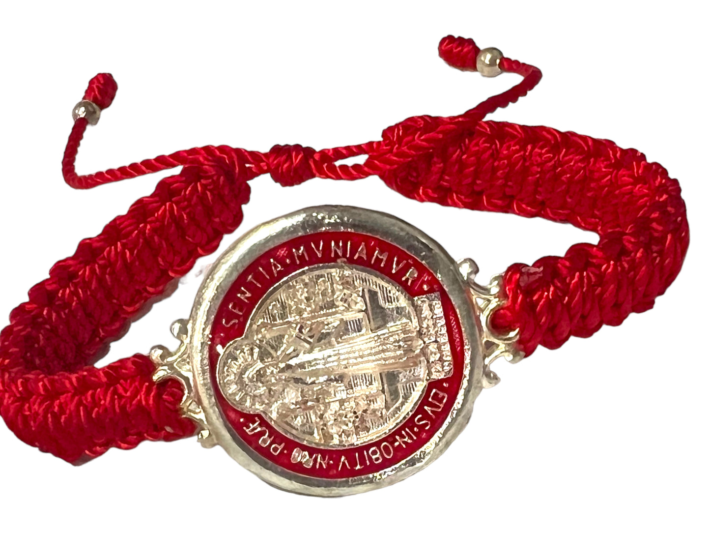 BRACELET: ST. BENEDICT -RED DOUBLE THREADED LARGE MEDAL