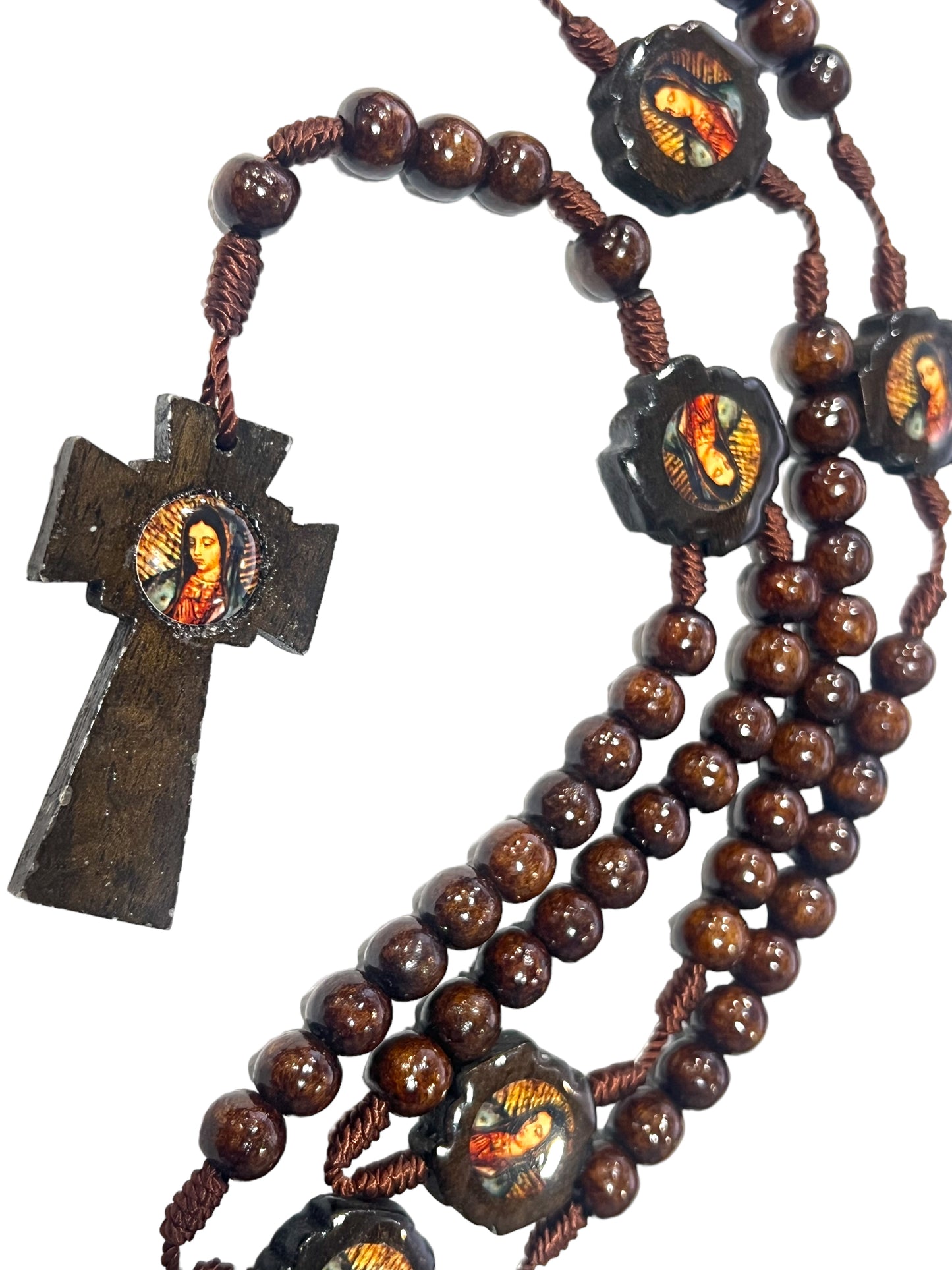 WOODEN ROSARY: OUR LADY OF GUADALUPE 8MM BROWN