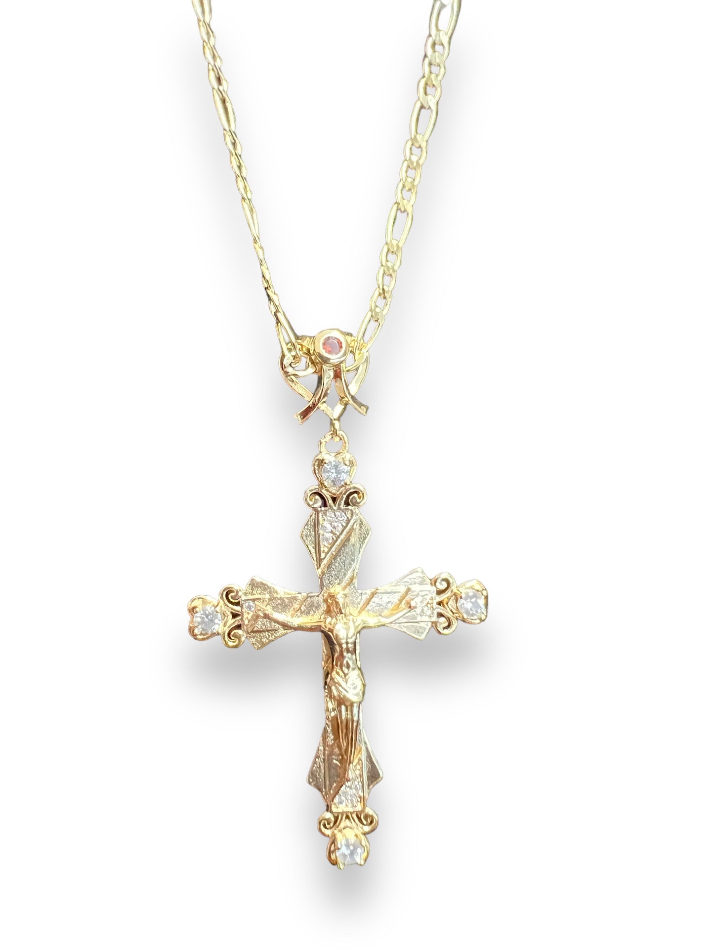 18k GOLD LAYERED BUDDED CRUCIFIX ON 20" CHAIN