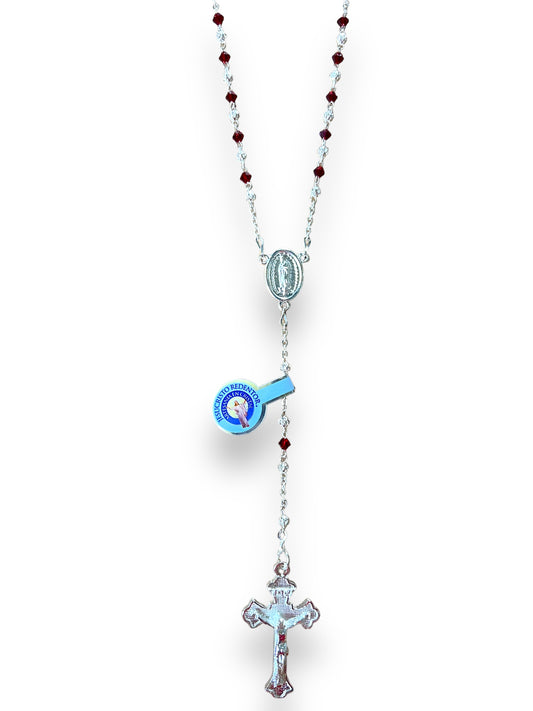 AB CRYSTAL ROSARY W/ CLASP RUBY