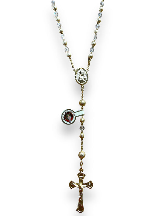 AB CRYSTAL ROSARY - GOLD/CLEAR