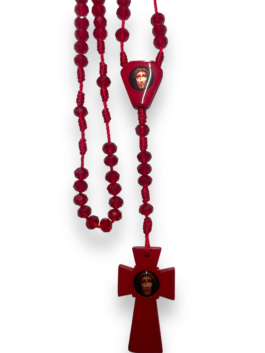 GLASS ROSARY W/ STRING: PRECIOUS BLOOD -RED