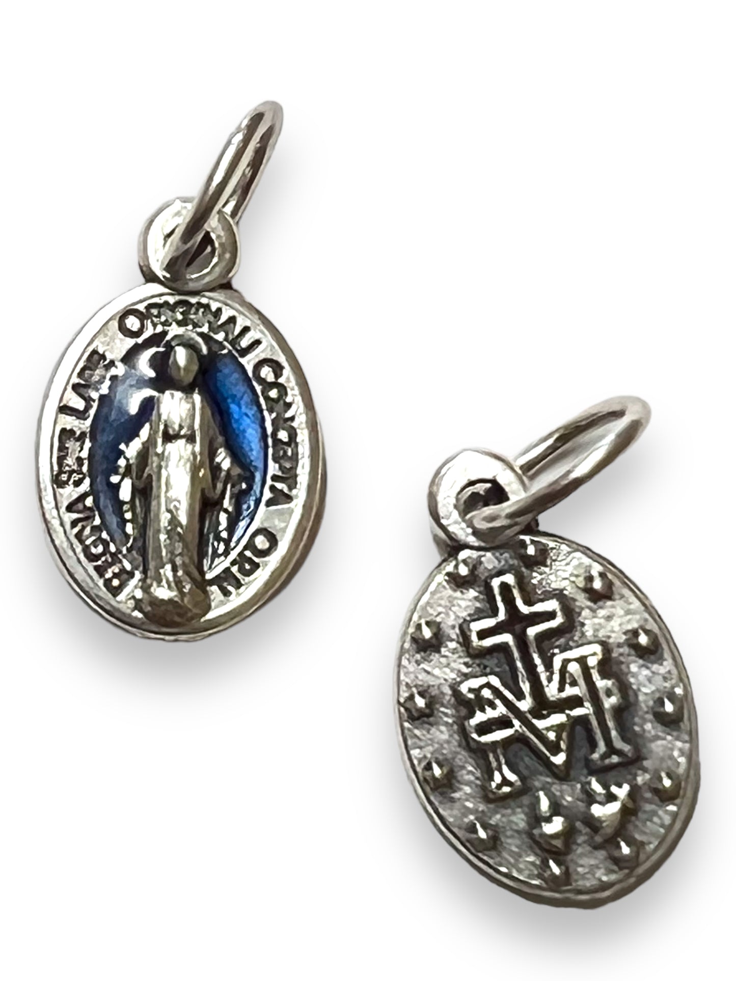 OXIDIZED ITALIAN MEDAL: MIRACULOUS MEDAL 1/2" ENAMALED