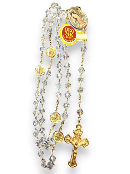 OUR LADY OF GUADALUPE GLASS BEADS ROSARY | ROSARIO DE VIDRIO DE LA VIRGEN DE GUADALUPE