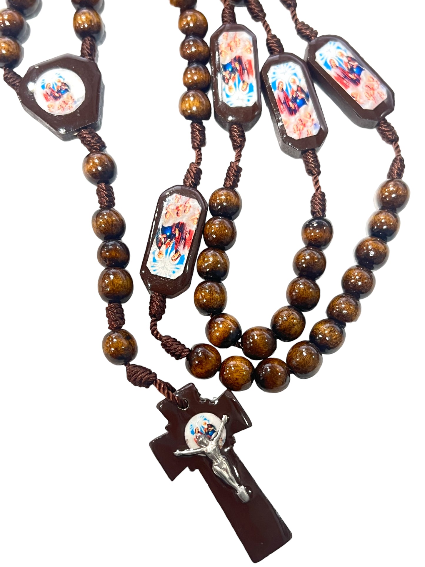 WOODEN ROSARY: HOLY TRINITY 8MM BROWN