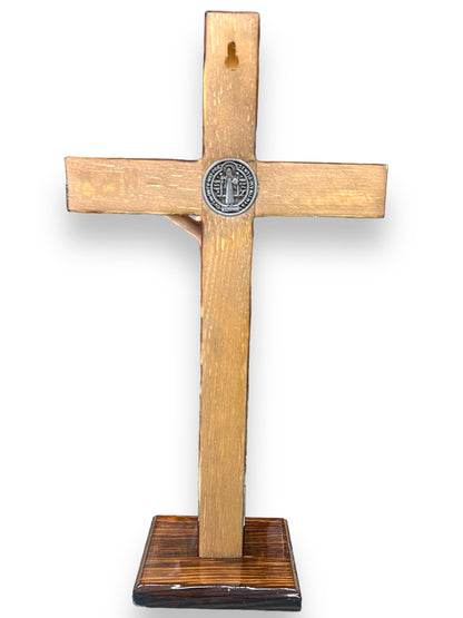 16" WOODEN CRUCIFIX WITH BASE