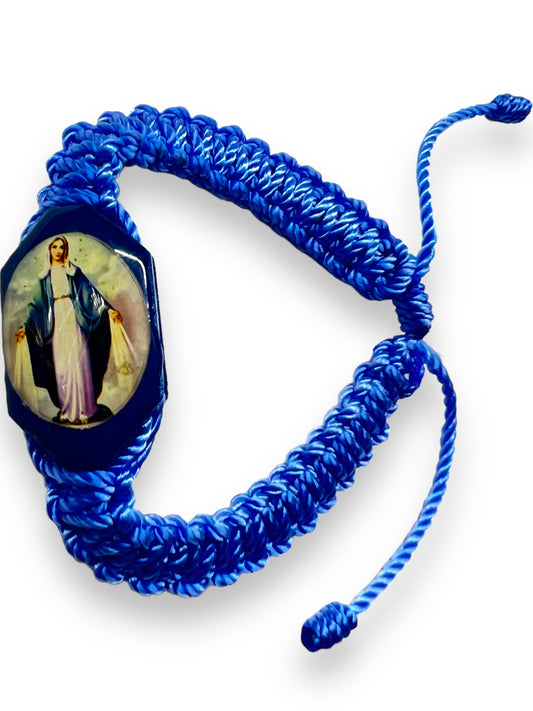 BRACELET: OUR LADY OF MIRACULOUS MEDAL LIGHT BLUE DOUBLE THREADED