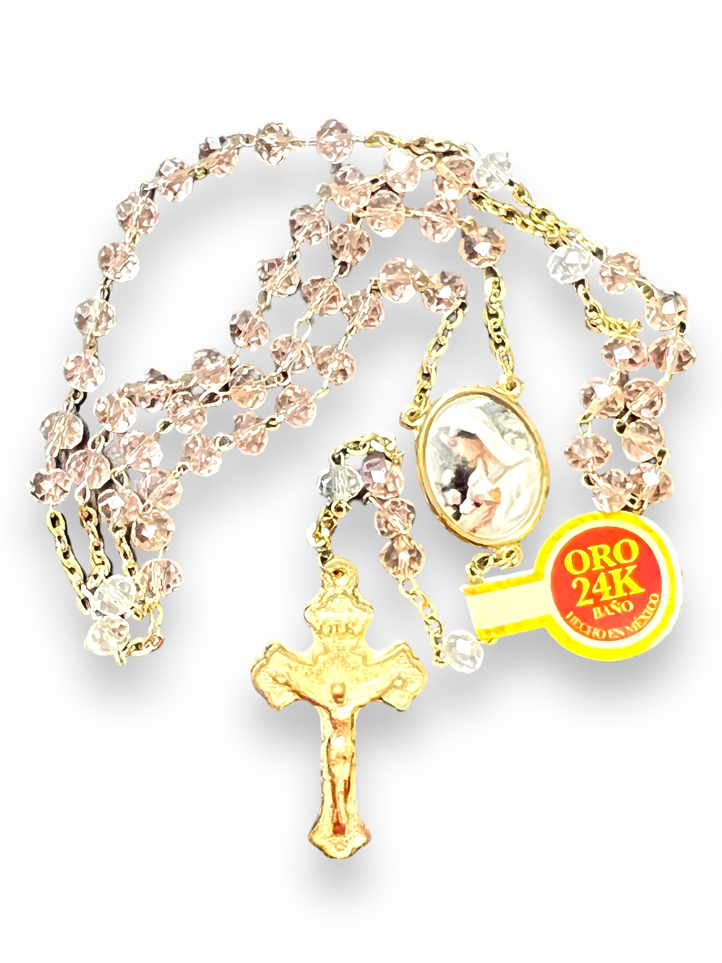 OUR LADY OF MYSTICAL ROSE BEADS ROSARY | ROSARIO DE VIDRIO DE MARIA ROSA MISTICA