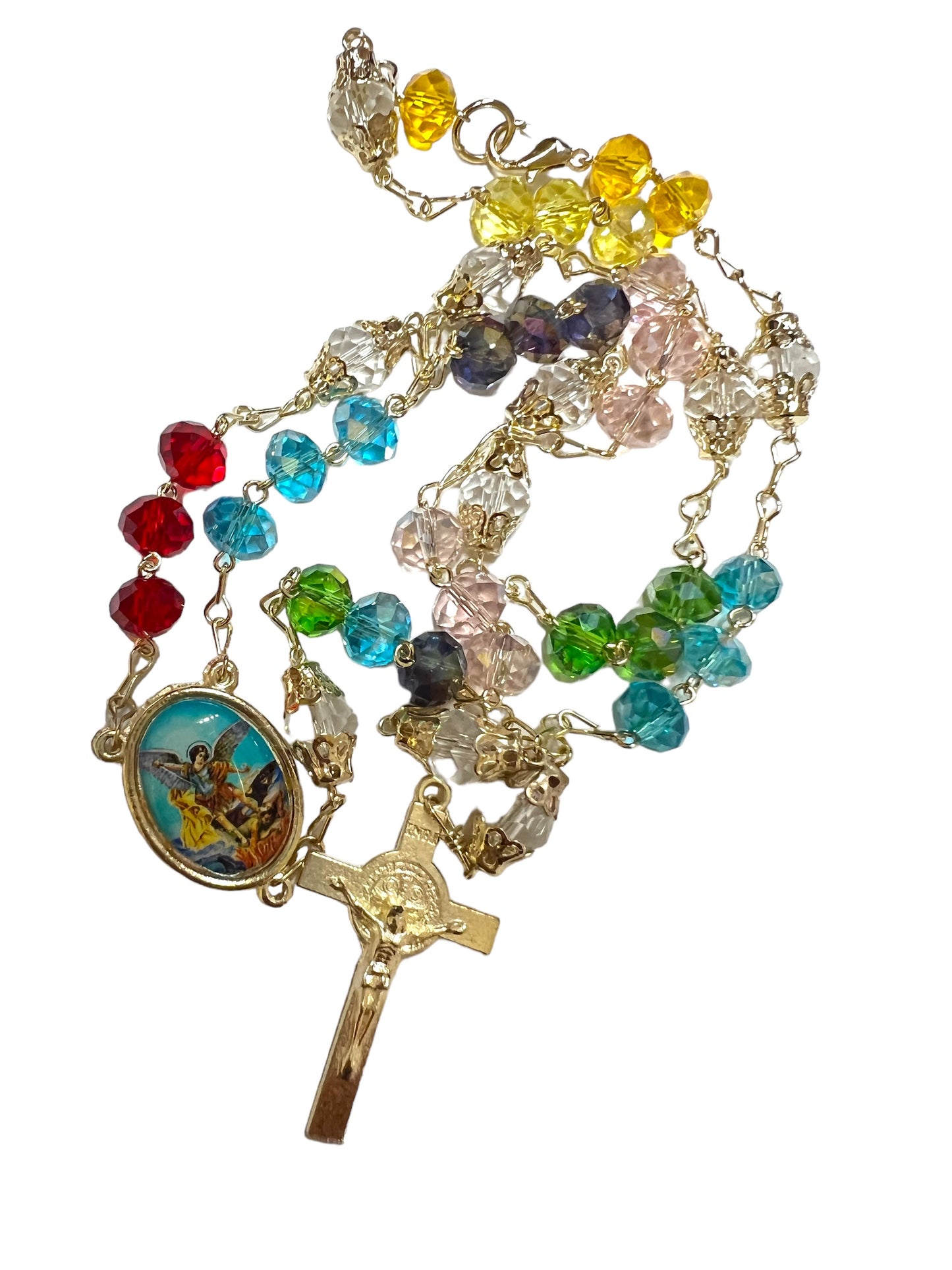 COLORED CRYSTAL ST. MICHAEL CHAPLET 6MM