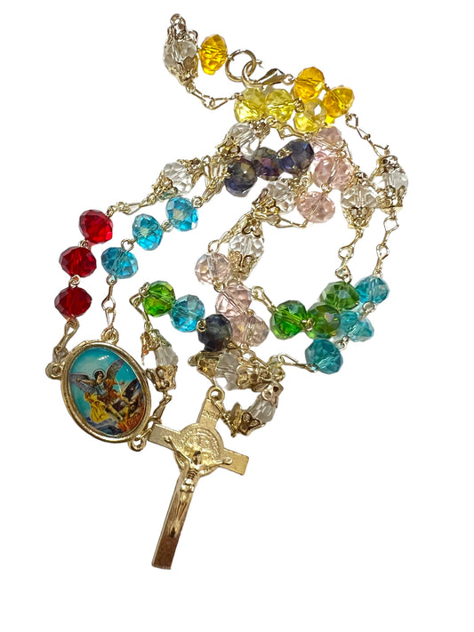 COLORED CRYSTAL ST. MICHAEL CHAPLET 6MM