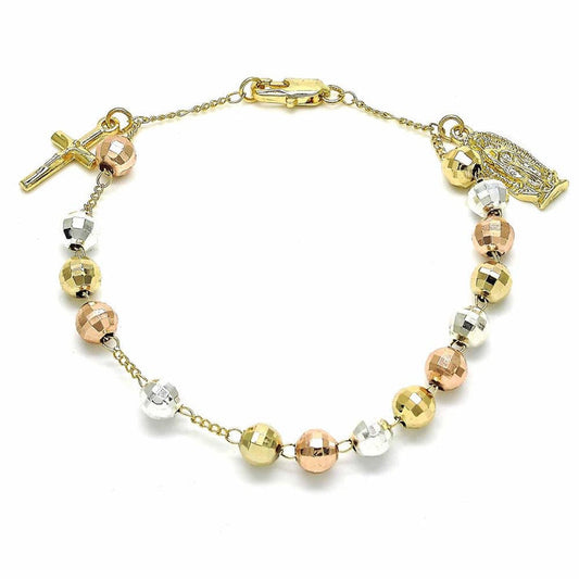 OUR LADY OF GUADALUPE TRICOLORED DECENARY BRACELET 18k LAYERED GOLD