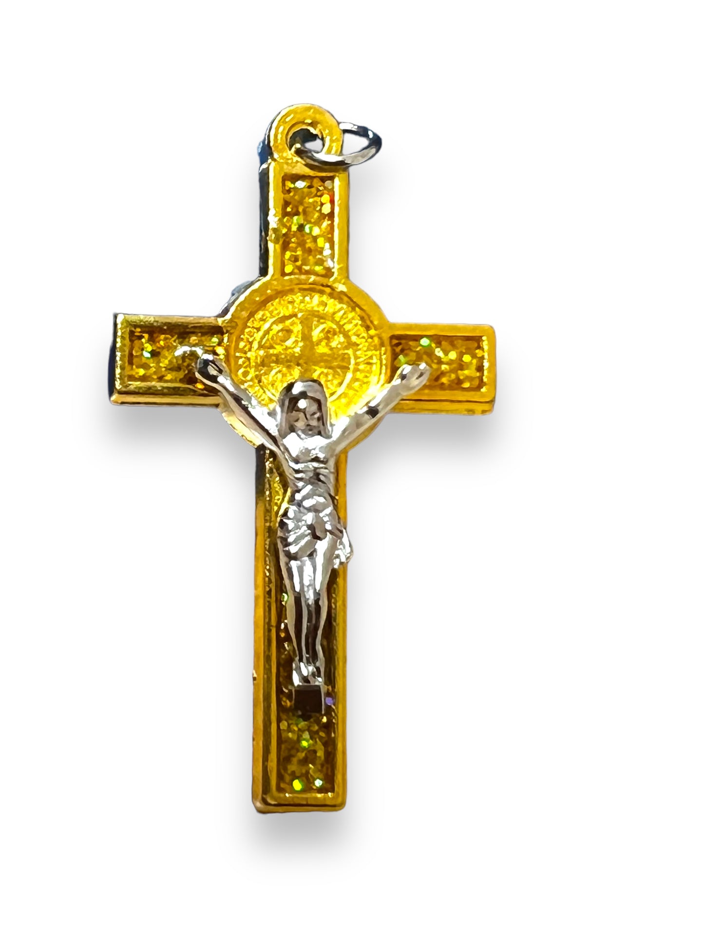 ST. BENEDICT CROSS GLITTERED GOLD