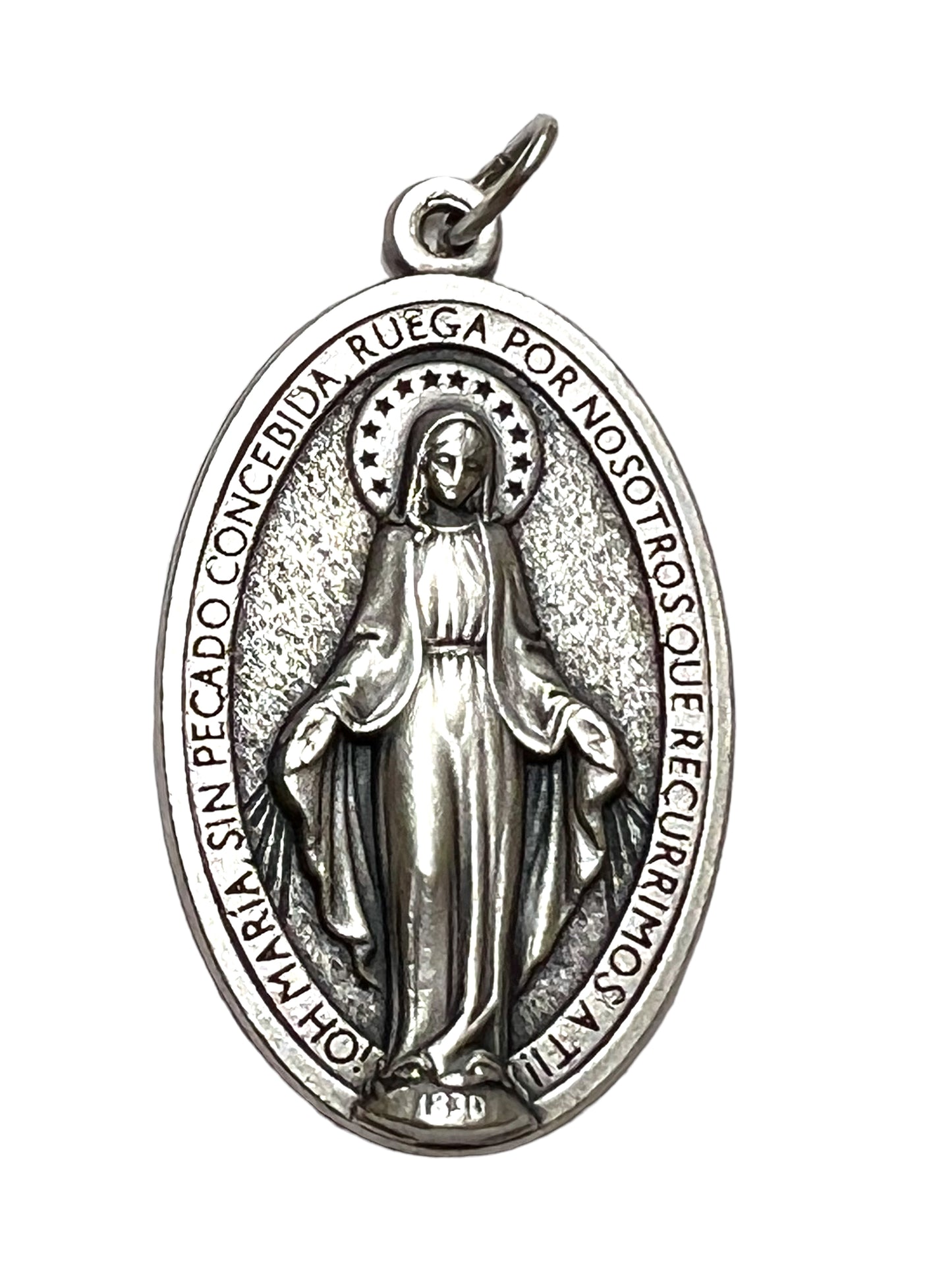 OXIDIZED ITALIAN MEDAL: MIRACULOUS MEDAL: LATIN/SPANISH