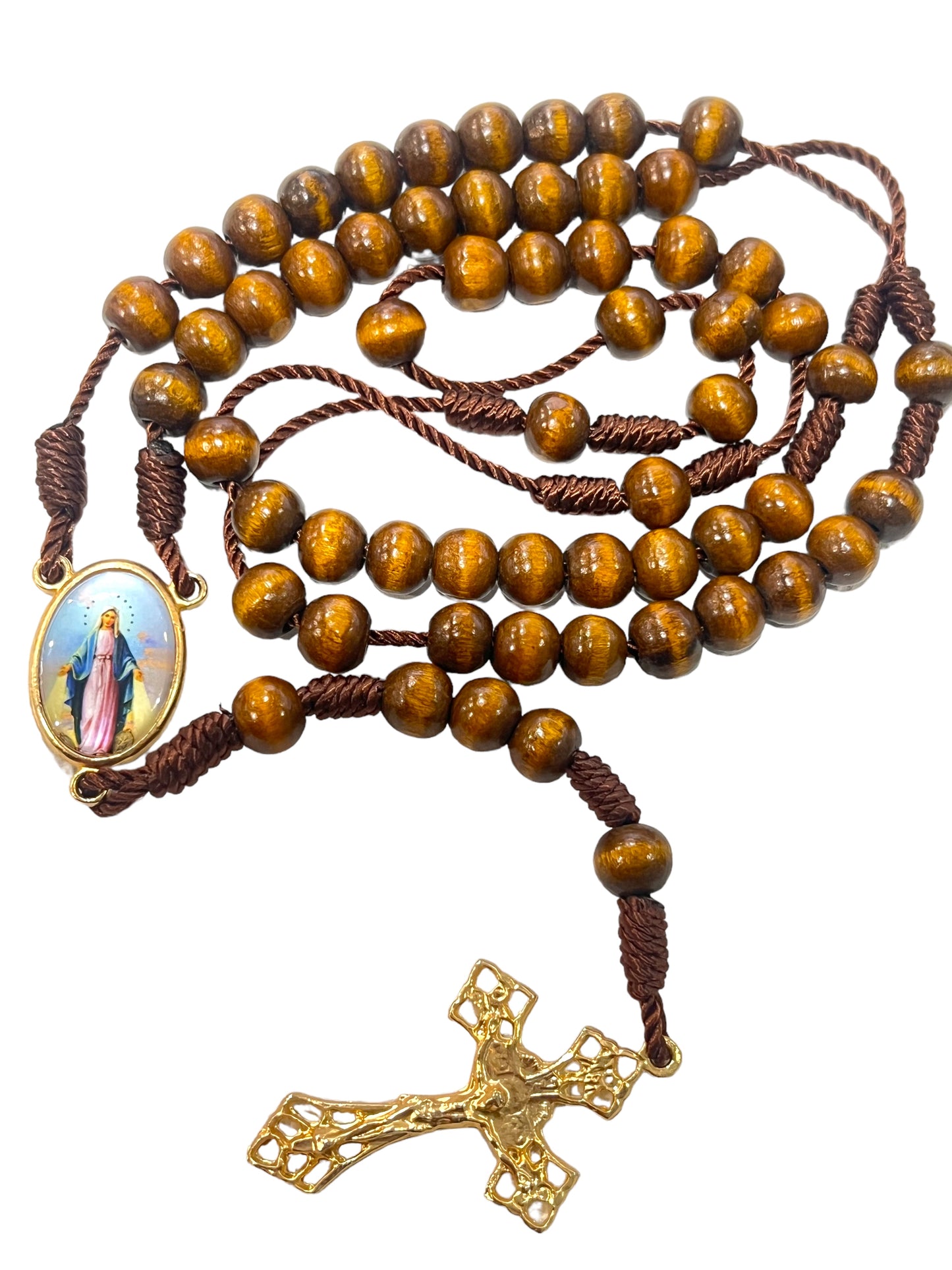 WOODEN ROSARY: OUR LADY OF GRACE W/ METAL CROSS 6MM