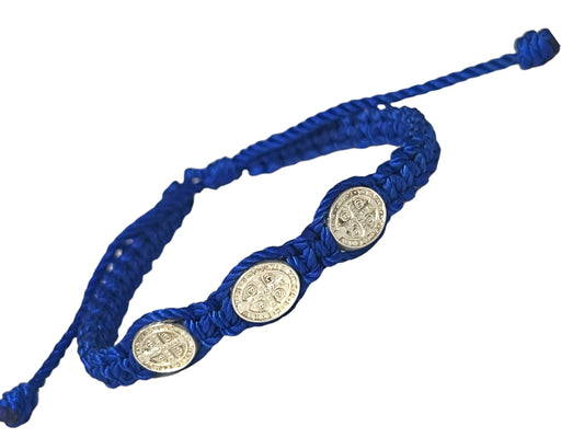 BRACELET: ROYAL BLUE-ST. BENEDICT TRIPLE MEDAL -SMALL