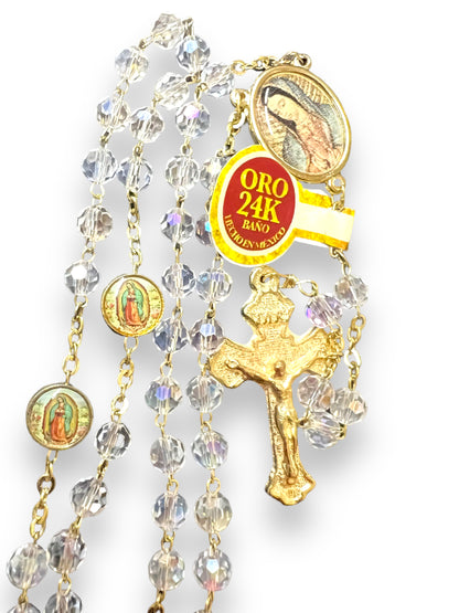 OUR LADY OF GUADALUPE GLASS BEADS ROSARY | ROSARIO DE VIDRIO DE LA VIRGEN DE GUADALUPE