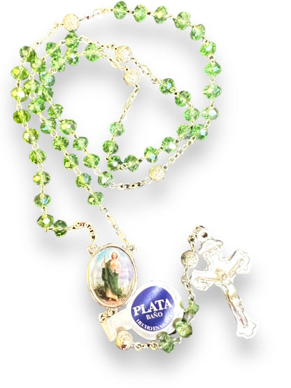 ST. JUDE GLASS BEADED ROSARY | ROSARIO DE VIDRIO DE SAN JUDAS TADEO