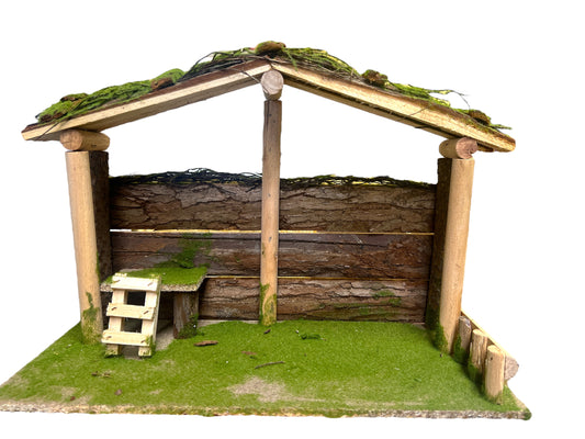 NATIVITY SET WOODEN HOUSE