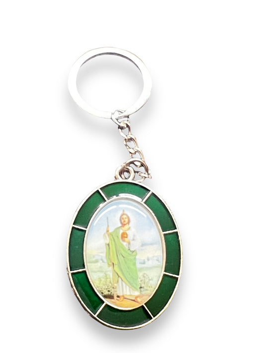 2.5" FULL COLOR  ENAMELED METAL ST. JUDE KEYCHAIN