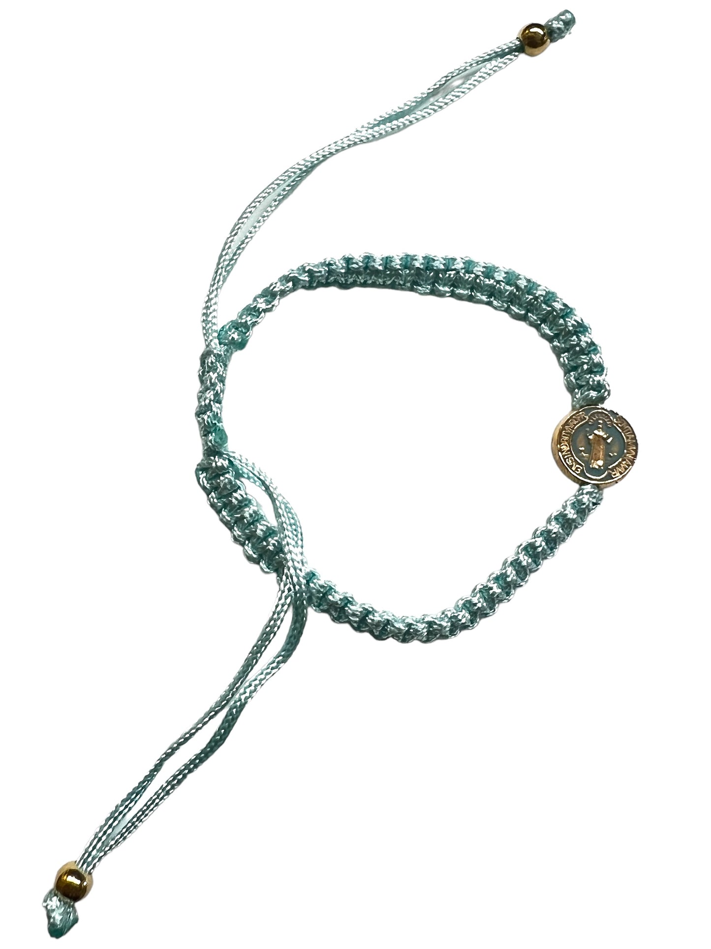 CHILDREN BRACELET: ST. BENEDICT AQUA MARINE THREADED