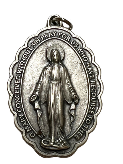 OXIDIZED ITALIAN MEDAL: MIRACULOUS MEDAL LARGE