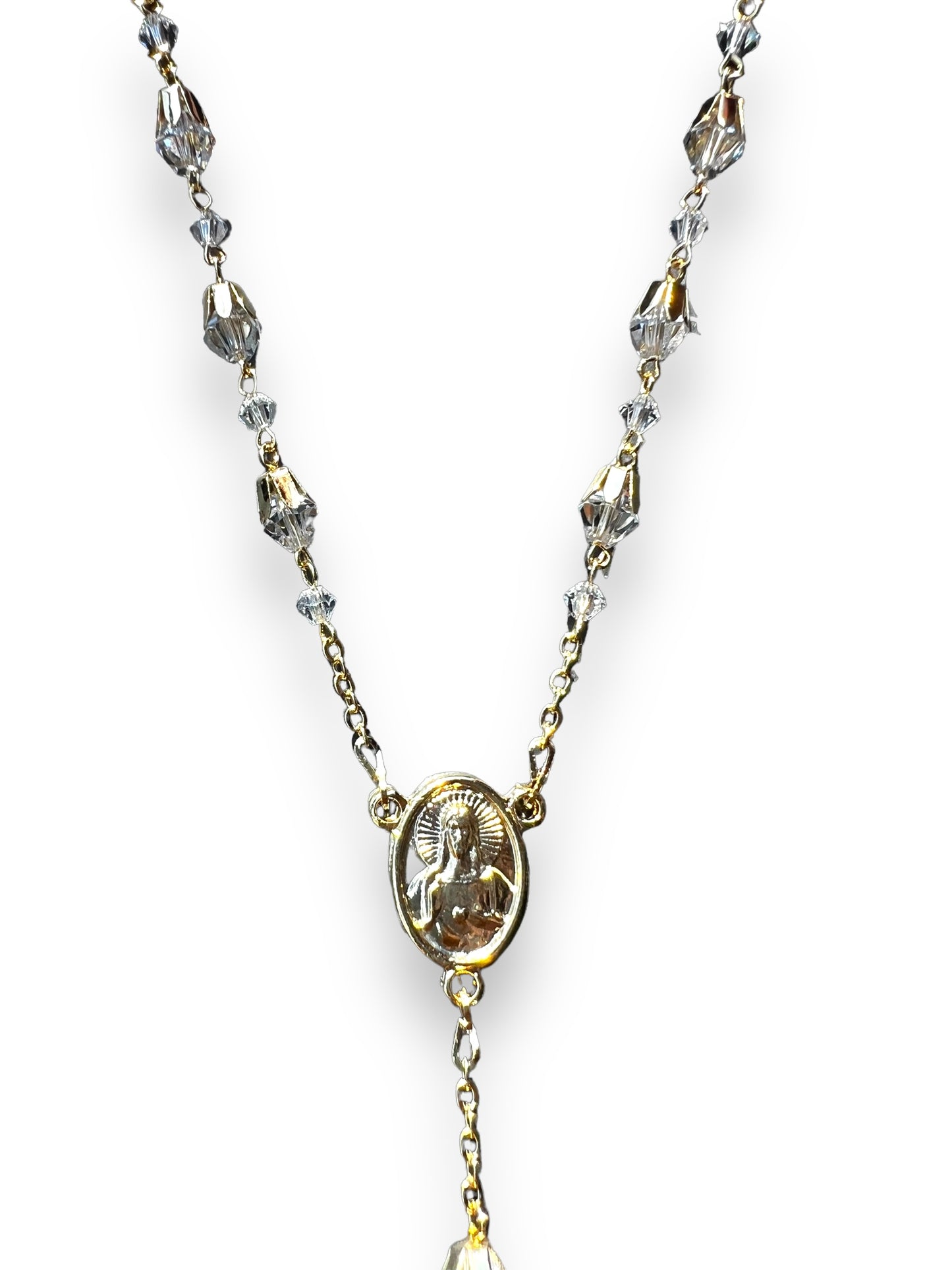 TEARDROP AB CRYSTAL ROSARY - GOLD