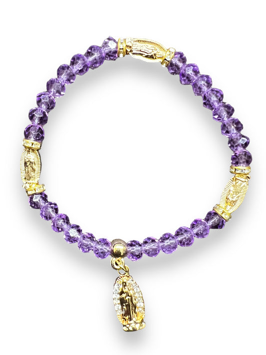 BRACELET: OUR LADY OF GUADALUPE -LAVANDER & GOLD