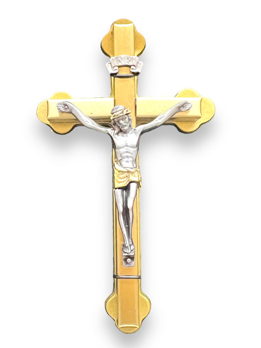 2-TONE WALL BUDDED CRUCIFIX 4" TALL