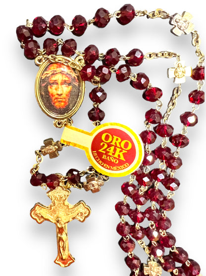 PRECIOUS BLOOD GLASS BEADS ROSARY | ROSARIO DE VIDRIO DE LA PRECIOSA SANGRE