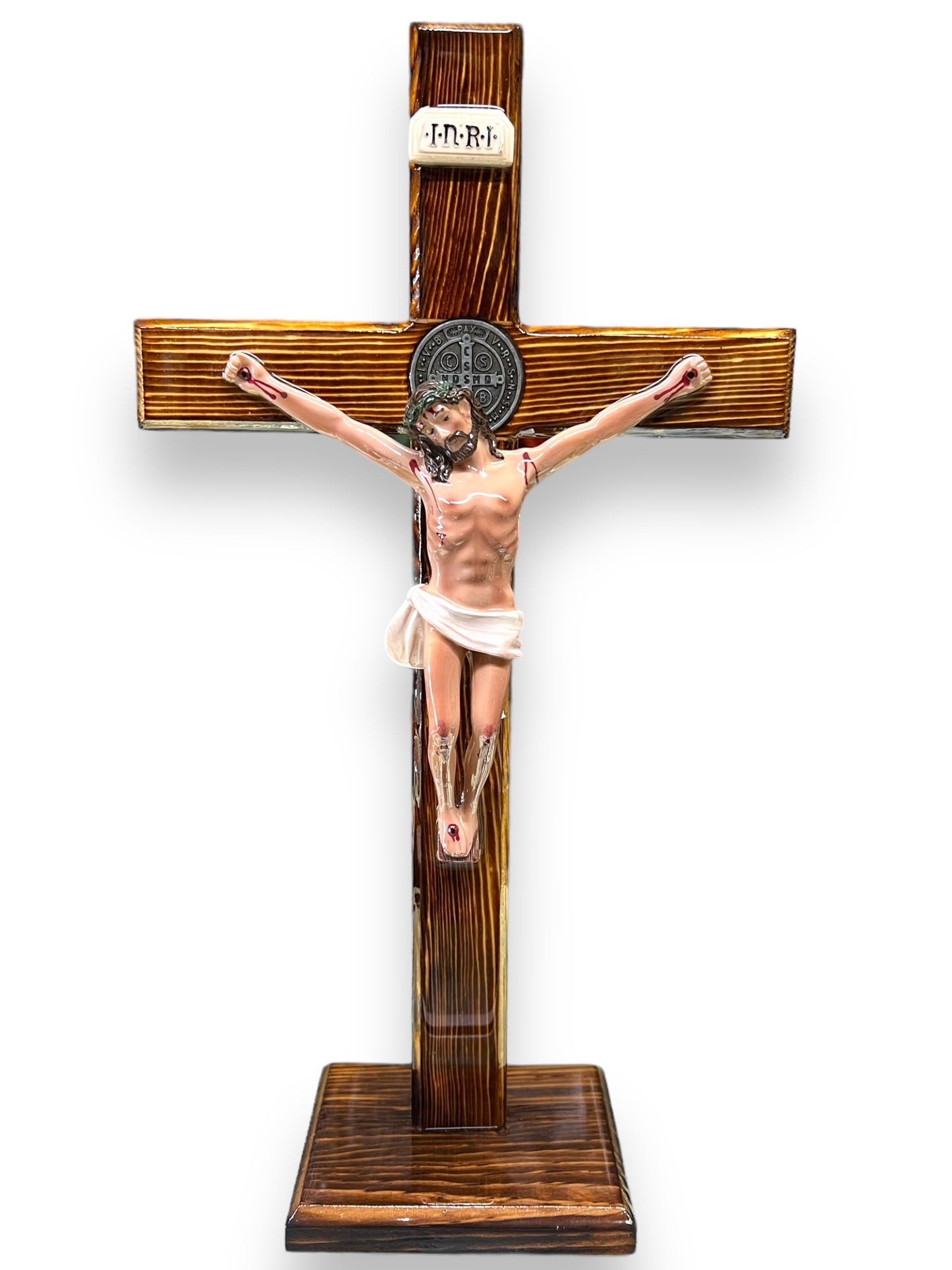 16" WOODEN CRUCIFIX WITH BASE