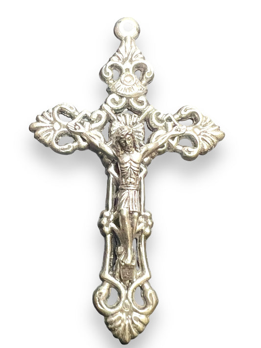 OXIDIZED ITALIAN: ORNATE VICTORIAN-STYLE CRUCIFIX CROSS