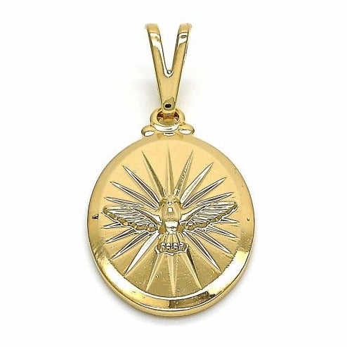 HOLY SPIRIT MEDAL WITH CHAIN -18k GOLD LAYERED