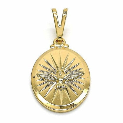 HOLY SPIRIT MEDAL WITH CHAIN -18k GOLD LAYERED