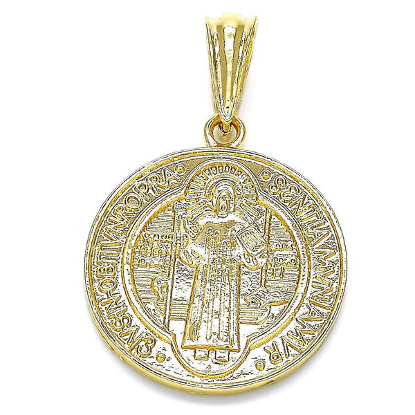 ST BENEDICT MEDAL WITH CHAIN -18k GOLD LAYERED