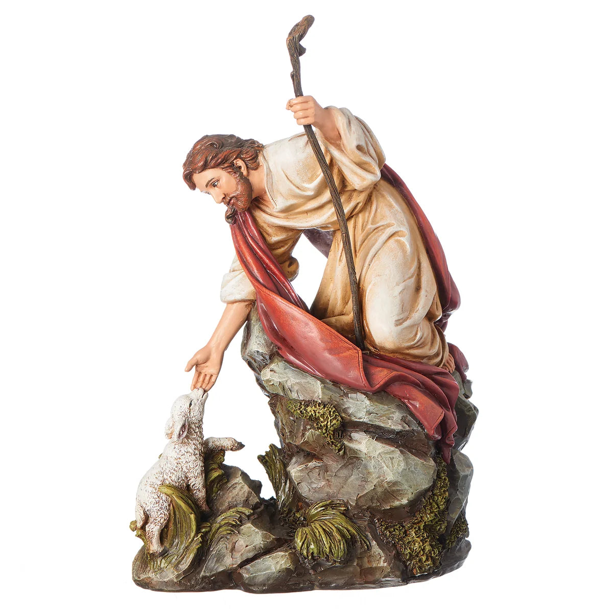 FIGURA DE JESÚS CON CORDERO DE 10.5" DE ALTO, COLECCIÓN RENACENTISTA