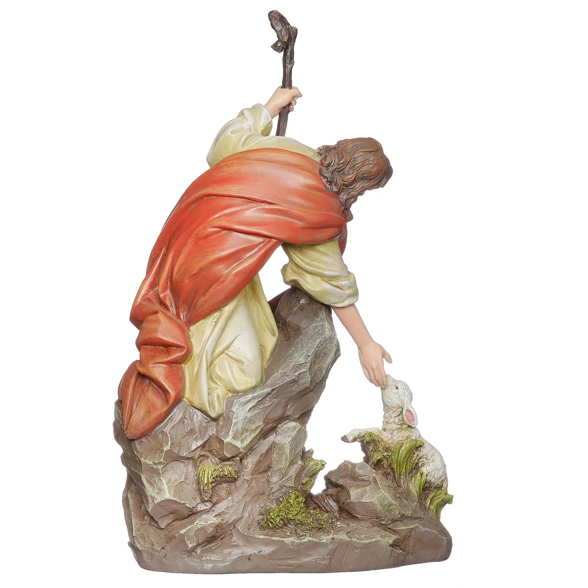 FIGURA DE JESÚS CON CORDERO DE 10.5" DE ALTO, COLECCIÓN RENACENTISTA