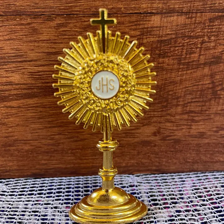 GOLDEN MONSTRANCE DASHBOARD STATUETTE 2.5" TALL