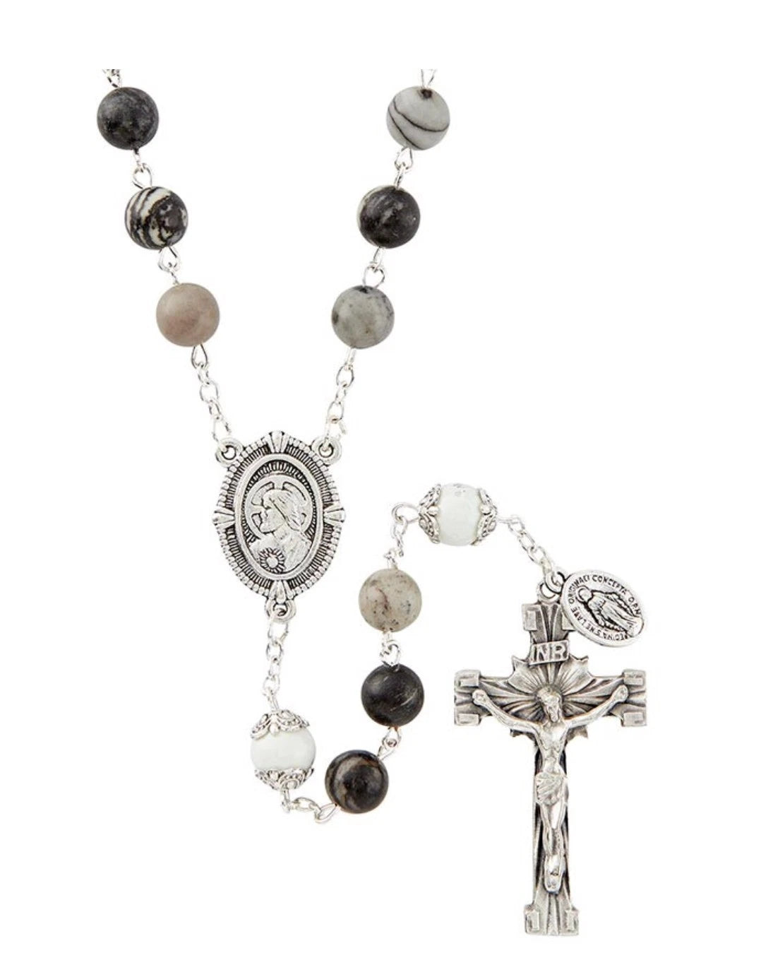 ZEBRA JASPER SATINED ROSARY