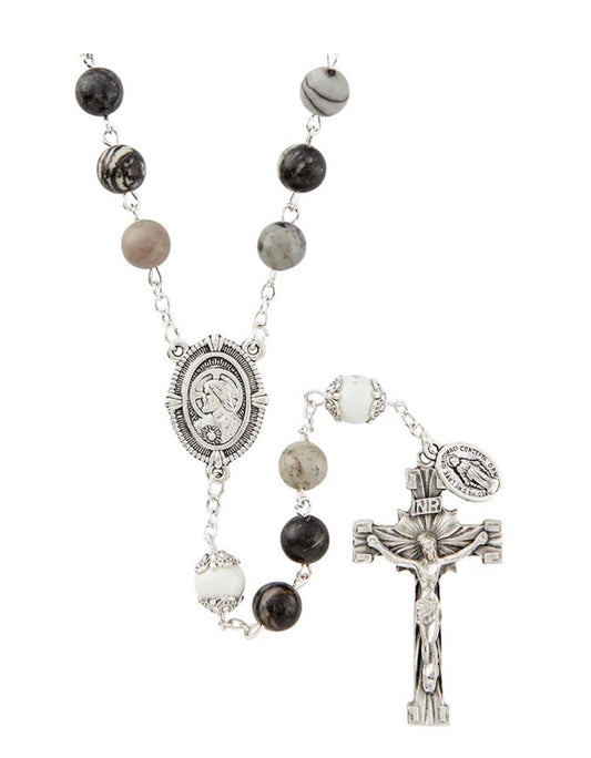 ZEBRA JASPER SATINED ROSARY