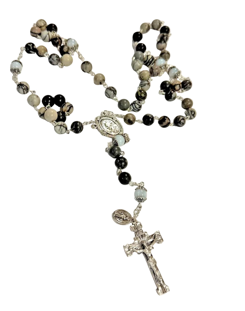 ZEBRA JASPER SATINED ROSARY